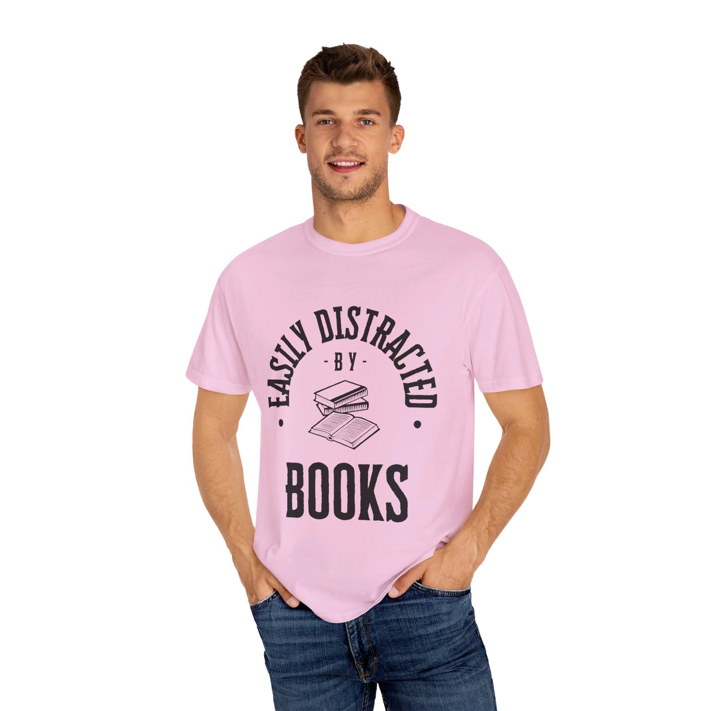 Easily distracted by books | Unisex Garment-Dyed T-shirt