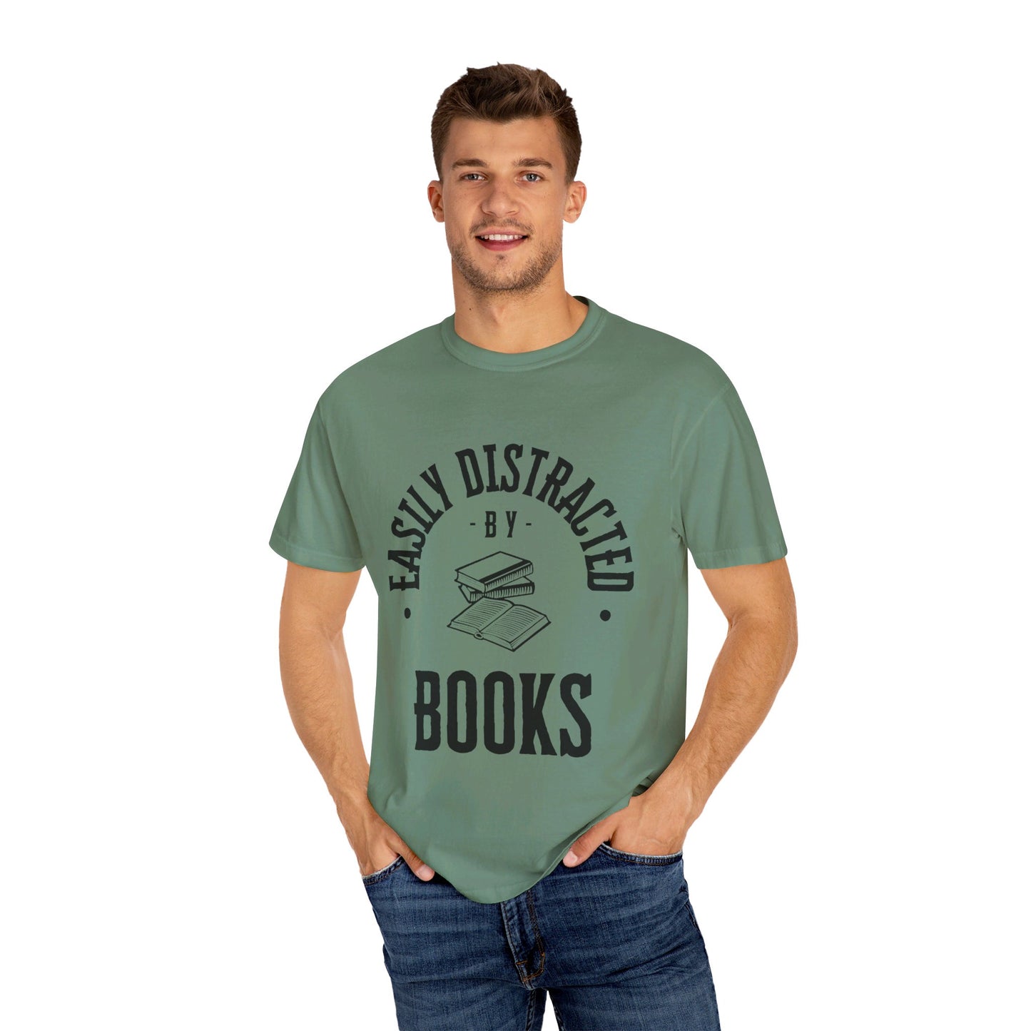 Easily distracted by books | Unisex Garment-Dyed T-shirt