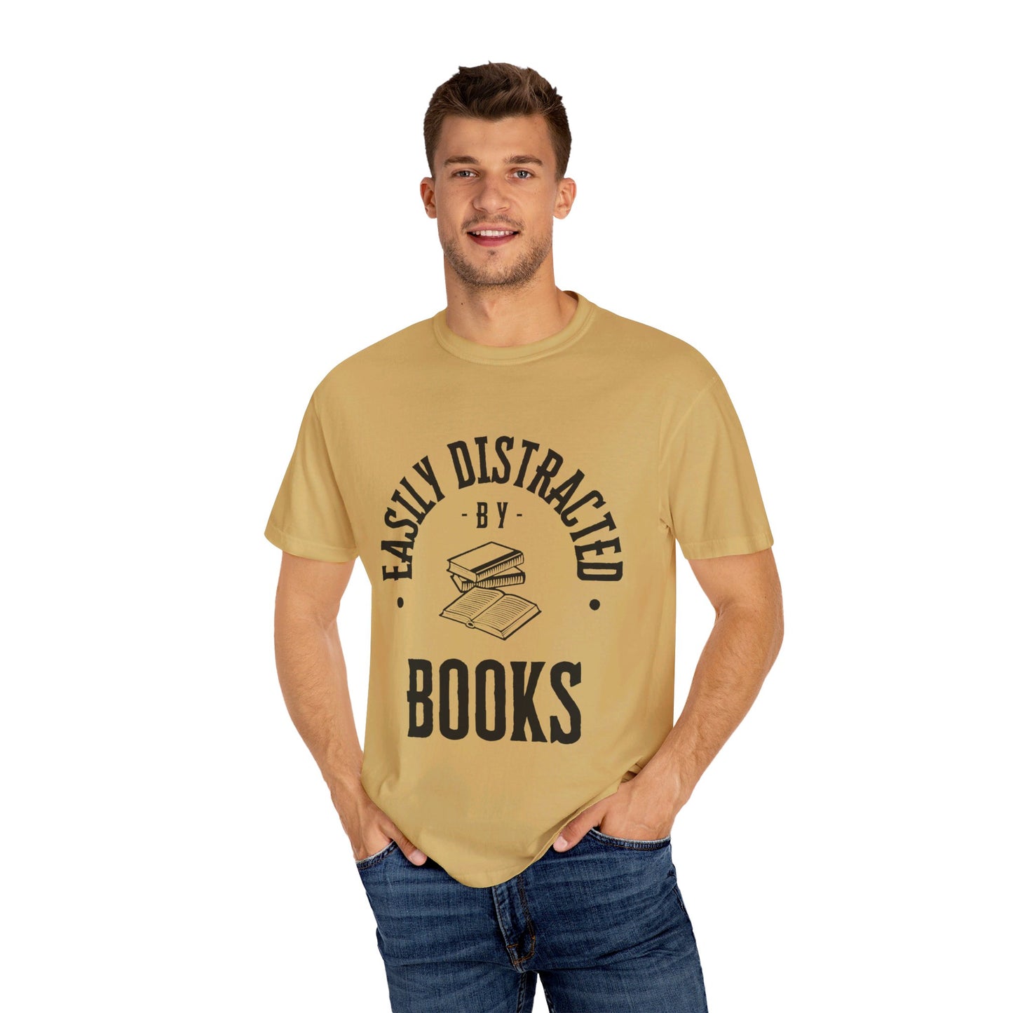 Easily distracted by books | Unisex Garment-Dyed T-shirt