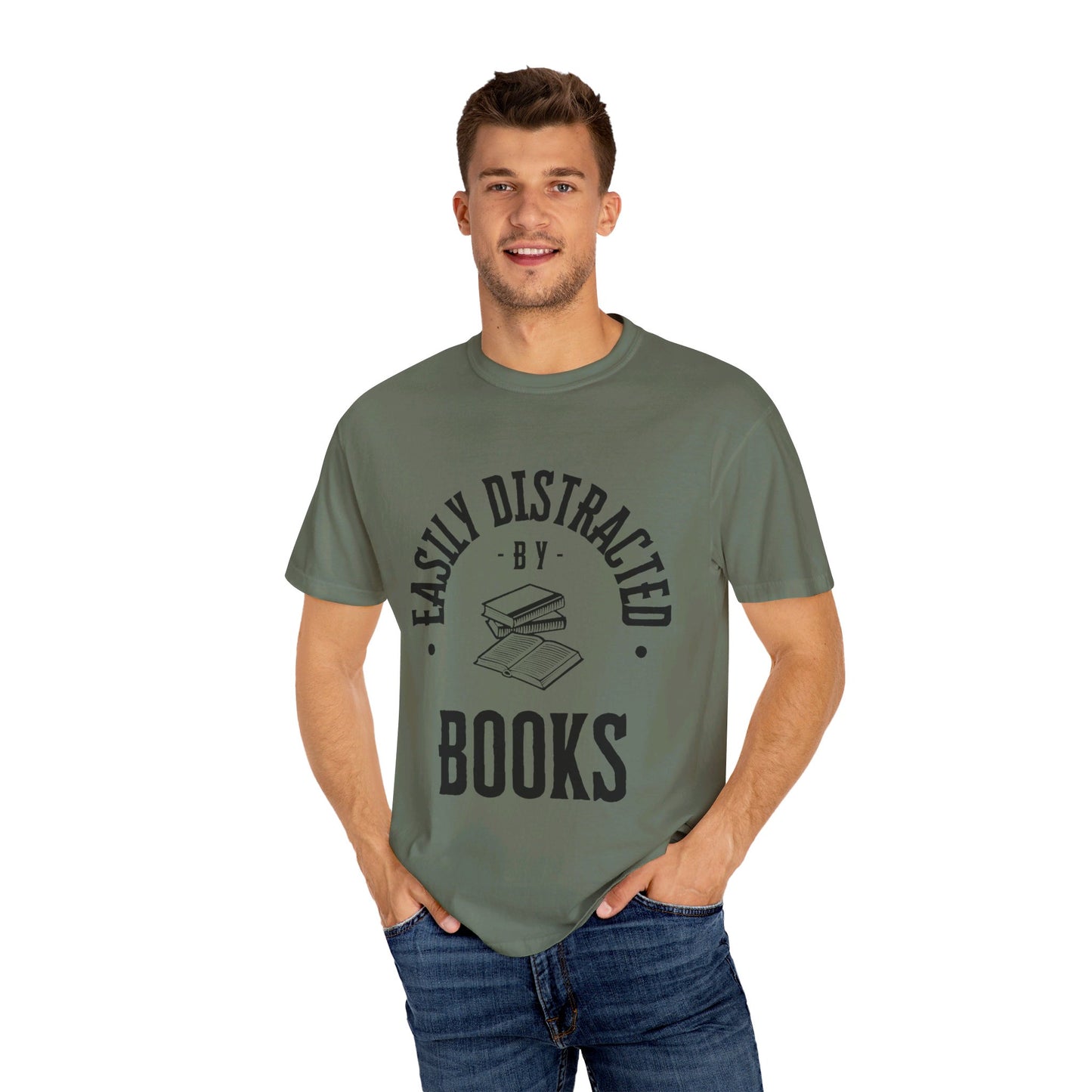 Easily distracted by books | Unisex Garment-Dyed T-shirt