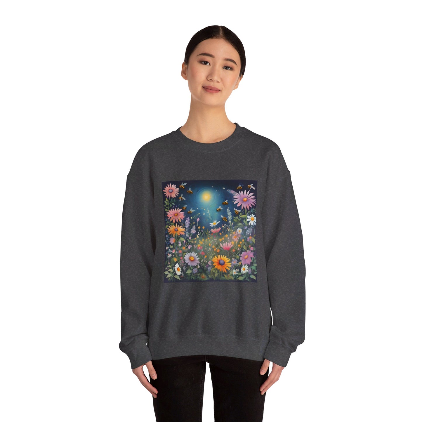 FLOWERS AND BEES | Unisex Heavy Blend™ Crewneck Sweatshirt