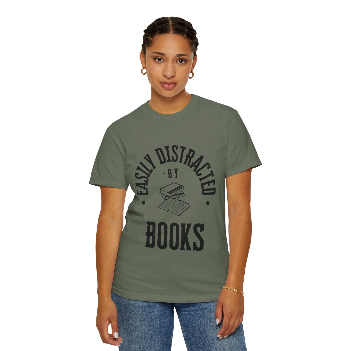 Easily distracted by books | Unisex Garment-Dyed T-shirt