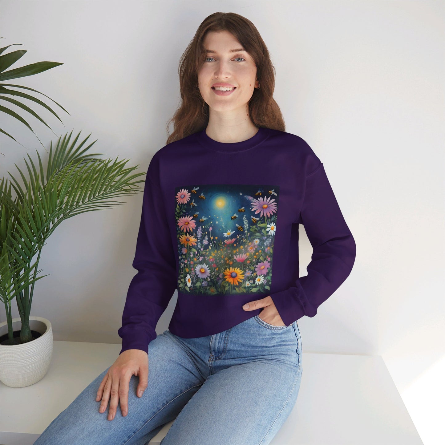 FLOWERS AND BEES | Unisex Heavy Blend™ Crewneck Sweatshirt