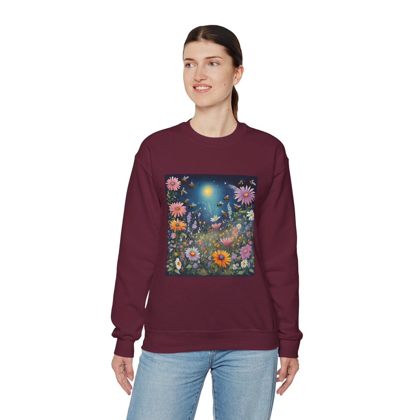 FLOWERS AND BEES | Unisex Heavy Blend™ Crewneck Sweatshirt