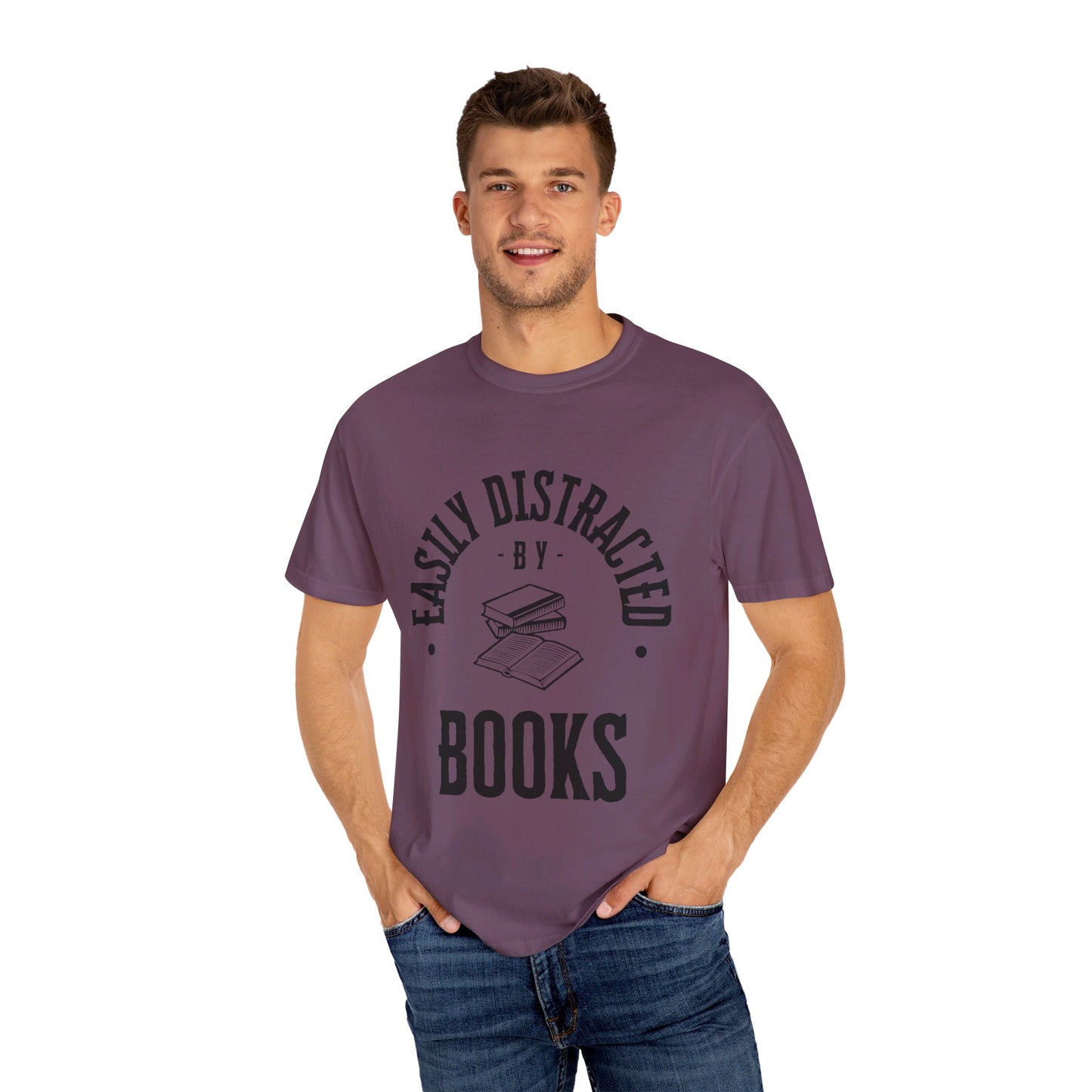 Easily distracted by books | Unisex Garment-Dyed T-shirt